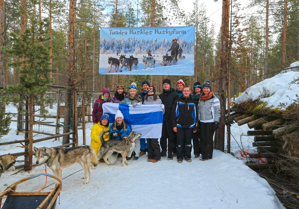 Bei den Schlittenhunden - ruf Rundreise Finnland Auf der Schlittenhundfarm.
