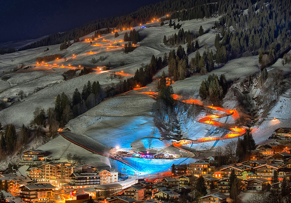 Flutlicht-Rodelpiste in Saalbach-Hinterglemm