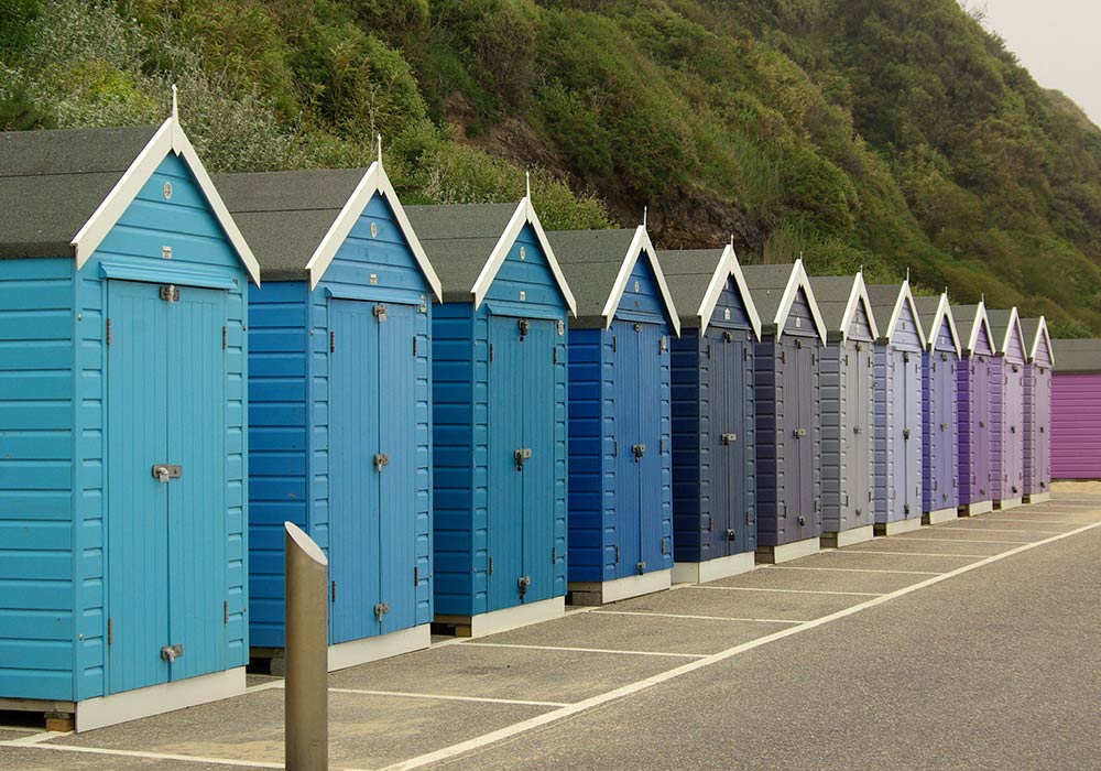Bournemouth - Strand Typisch: die bunten Häuschen am Strand.
