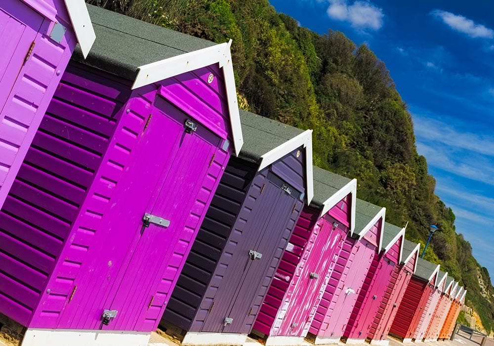 Bournemouth - Strand Typisch: die bunten Häuschen am Strand.